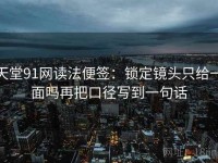 天堂91网读法便签：锁定镜头只给一面吗再把口径写到一句话