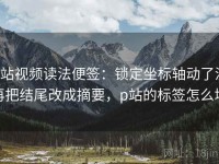 p站视频读法便签：锁定坐标轴动了没再把结尾改成摘要，p站的标签怎么填