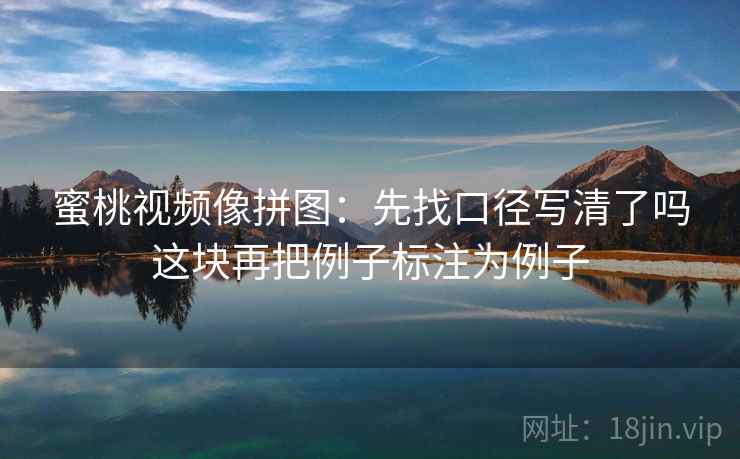 蜜桃视频像拼图:先找口径写清了吗这块再把例子标注为例子 蜜桃视频像拼图:先找口径写清了吗这块再把例子标注为例子