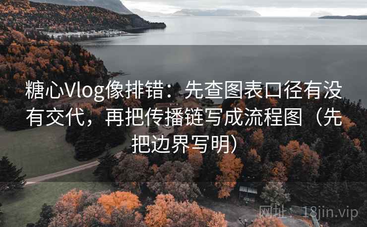 糖心Vlog像排错：先查图表口径有没有交代，再把传播链写成流程图（先把边界写明）